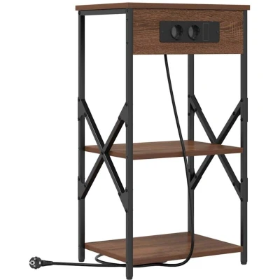 Image of Bedside Cabinet with Shelf Storage Brown oak Engineered wood Vidaxl