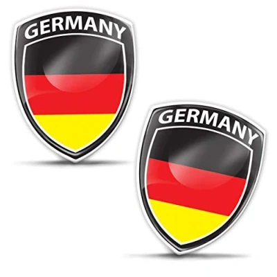 Image of Biomar Labs® 2 x 3D Domed Silicone Badge Stickers Decal Emblem Car Motorcycle Helmet Germany German Deutschland National Flag F 146