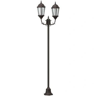 Image of vidaXL Garden Light Post 2 Lamp E27 Bronze 220 cm Aluminium