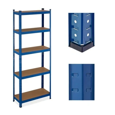 Image of Relaxdays Heavy Duty Shelving, up to 500 kg, Dividable, Cellar, Garage, Plug in Storage, 180 x 70 30 cm, Steel, Blue