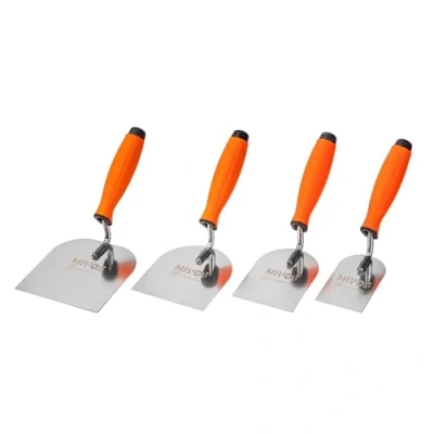 Image of Mivos Stainless Steel Trowel Set, 4 Pieces, 60 mm, 80 100 120 Trowels, Stucco with Soft Grip, Plaster Set for Masonry Work, Made in EU