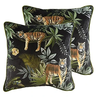 Image of Evans Lichfield Jungle Tiger Cushions (Twin Pack) Black Size 43 cm x