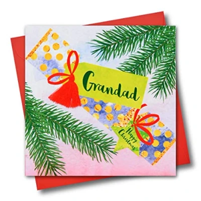 Image of Christmas Card, Cracker, Grandad, Happy Christmas, Tassel Embellished