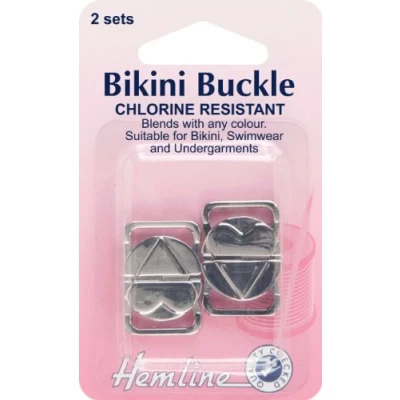 Image of Hemline H465.NK Metal Chlorine Resistant Bikini Buckle Fastener 12mm 2 Sets