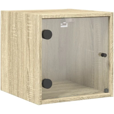 Image of vidaXL Bedside Cabinet with Glass Door Sonoma Oak 35x37x35 cm