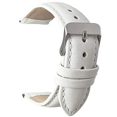Image of Talk Time Padded Leather Watch Strap White 14mm