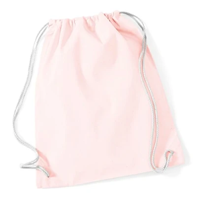 Image of Westford Mill W110 Cotton Gymsac Pastel Pink/White