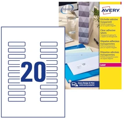 Image of Avery J8 Mini Labels 55 x 12.7 Transparent