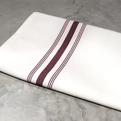 Image of Pegasus Textiles Pack of 10 Burgundy Bistro Table Napkins Durable and Absorbent Dinner with Elegant Stripe Design