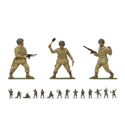 Image of Airfix Model Figures Set A02711V WWII U.S. Paratroops Building Kit Accessories, Plastic Kits for Adults &amp; Children 8+, Includes 14 Unpainted Accessory Dioramas