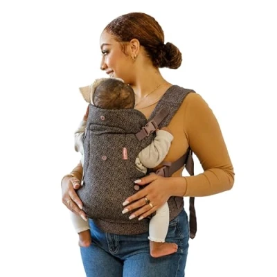 Image of Infantino Flip Advanced 4 in 1 Baby Carrier Ergonomic Convertible face and Out Front Back Carry for Newborns Older Babies 8 32 lbs Leopard Essentials Newborn