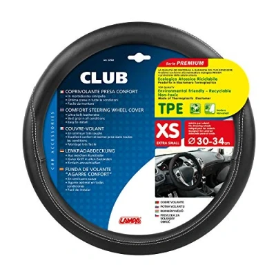 Image of Lampa 32982 TPE Club Steering Wheel Cover, Black/Black, 30 34 cm
