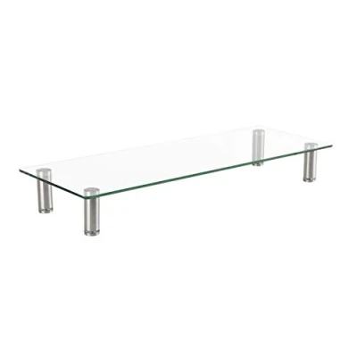 Image of LCD Monitor Stand Tempered Glass Surface Risers (Square) with Adjustable Metal Feet