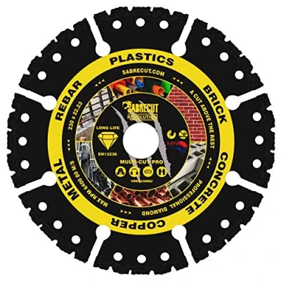 Image of 1 x SabreCut VBSC230MU 230mm (9&quot;) 22.23mm Bore Vacuum Brazed Multi Material Cutting Angle Grinder Circular Saw Diamond Disc Blade Compatible with Bosch Dewalt Makita Milwaukee and Many Others