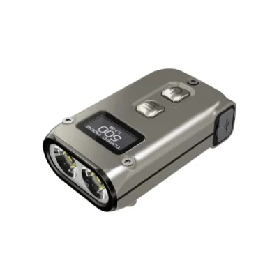 Image of Nitecore TINI 2 Titanium, small flashlight, USB C rechargeable LED flashlights, 500 lumens in 5 levels, up to 600 h run time, Grey