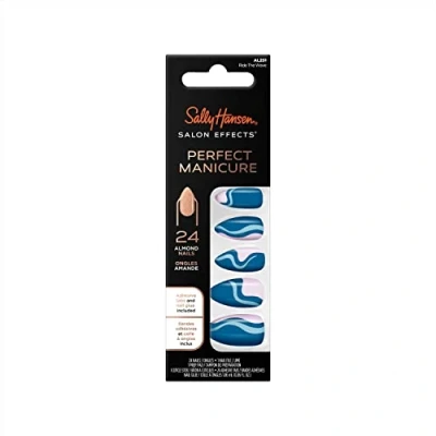 Image of Sally Hansen Salon Effects Perfect Manicure, What The Shell Coffin, Press on Nails with Adhesive Tabs &amp; Glue, Easy Apply, 24 Pcs, Manicure at Home