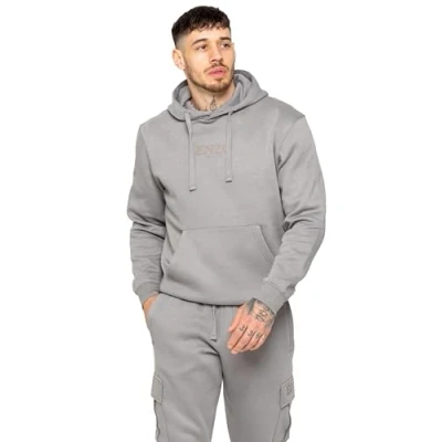 Image of 989Zé ENZO Mens Pullover Hoodie Long Sleeve Regular Hooded Top Sweatshirt (UK, Alpha, L, Regular, Grey)