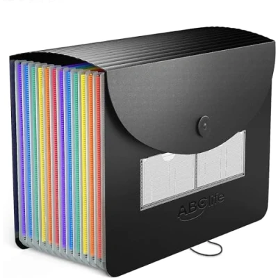 Image of ABC life Expanding File Folder, 12 Pockets A4 Accordion Organiser, Portable Rainbow Document Filing Box, Accordian Monthly Bill Receipt Paperwork Organiser Storage for Home &amp; Office School