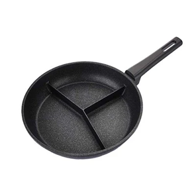 Image of Kitchen Flower Cookin Multi 3 Divider Non Stick Coating Frying Pan 28cm