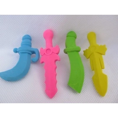 Image of Fat catz copy Set of 4 Novelty Collectable Colourful Boys Sword, Blades, knife Japanese Style Erasers Rubbers