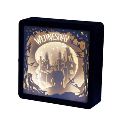 Image of Blue Sky Studios Wednesday Light, Intricate 7 Layer Paper Art Cutout Lamp, 2 Glow Modes, Room Decor, Licensed Merchandise