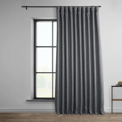 Image of HPD Half Price Drapes Faux Linen Textured Room Darkening Curtains for Bedroom 120 Inches Long (1 Panel), 100W X 120L Extra Wide Living Home Decor, Dark Gravel