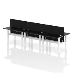 Image of Air B2B 1200x600mm Adjustable 6P Bench Desk CP Black/White + Screen