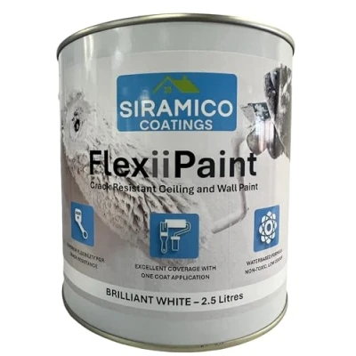 Image of SIRAMICO COATINGS FlexiiPaint White 2.5 Litre Crack Resistant Ceiling and Wall Paint