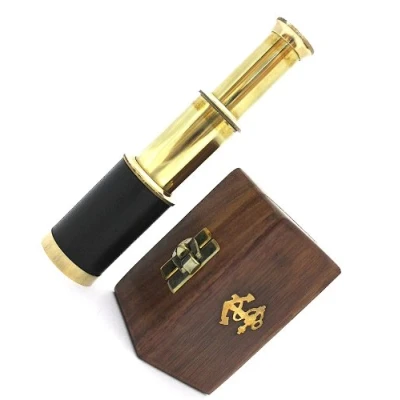 Image of Brass Pocket Telescope 6&quot; Inch with Hard wood BOX