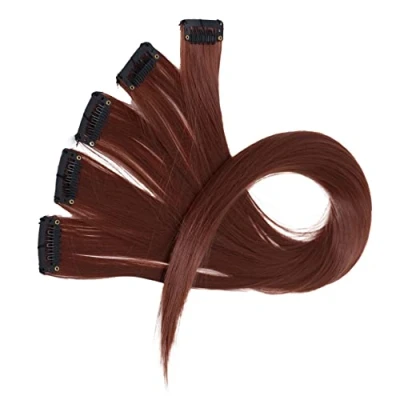 Image of CAISHA 22&#039;&#039; 5 Pieces Colorful Highlights Clip In Extensions Hair Extension Straight Long Hairpiece Reddish Brown BST127