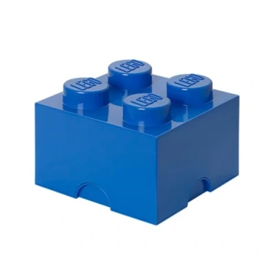 Image of LEGO Storage Brick 4 Knobs Blue Stackable Plastic Box with Lid for Kids and Adults Ideal Desk Organizer Toy 5.6L Capacity