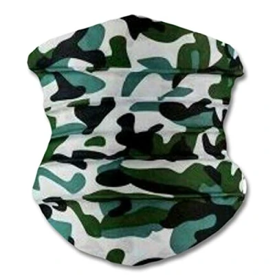 Image of Lizzy Multi functional Head wear Bandana Face Cover Unisex One Size Fits Most Neck Tube Snood Scarf Reusable UK (White &amp; Green Camo)