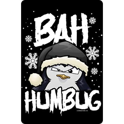 Image of Psycho Penguin Bah Humbug Small Tin Sign Black