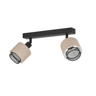 Image of EGLO Rosley downlight, length 31 cm, black/natural, 2 bulb.