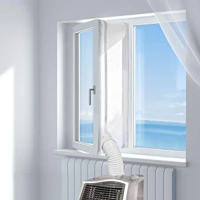 Image of HOOMEE 400CM Universal Window Seal for Portable Air Conditioner and Tumble Dryer Works With Every Mobile Conditioning Unit, Easy to Install Exchange Guards Zip Hook Tape
