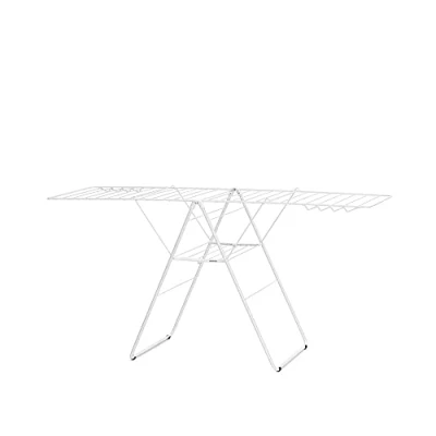 Image of Brabantia HangOn Laundry Drying Rack (25m / Fresh White) Compact, Foldaway, Adjustable Indoor Stainless Steel Clothes Horse