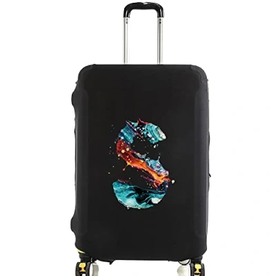 Image of initial letter Printed Design Travel Trolley Case Cover Protector Washable Suitcase Luggage Storage Covers for 18 28 inch (M (22 25 Luggage), Paint S)