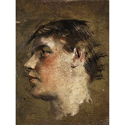 Image of Artery8 Klinger Portrait Of Boy Head Face Painting Art Print Canvas Premium Wall Decor Poster Mural