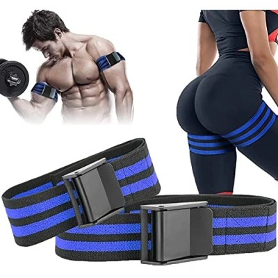 Image of VSL Occlusion Bands 4 Pack BFR Blood Flow Restriction for Arms, Legs or Glutes Gym Fitness Training Cuffs, Gain Muscle Without Heavy Weight Lifting Resistance (Blue)