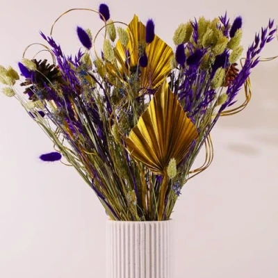 Image of Magic Purple Dried Flower Bouquet 50cm in Craft Paper Sleeve Flowers for Vase Home Décor Accessories Living Room Decorative Arrangements