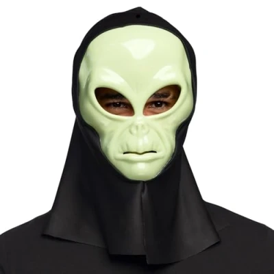 Image of Boland 72374 Alien Face Mask with Hood, Head Mask, Fancy Dress for Halloween and Carnival