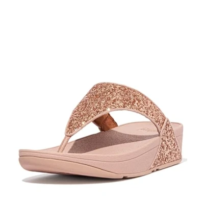 Image of Fitflop Women&#039;s Lulu Glitter Toe Thongs, Rose Gold, 6.5 UK