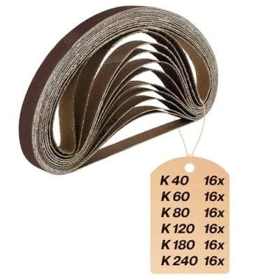 Image of Sanding Belts 13 x 451 mm, Belt Set 16 Grit 40/60/80/120/180/240, for Power File, Hand Sander &amp; Stick Sander, Sandpaper