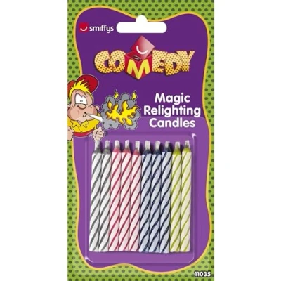 Image of Smiffys Magic Relighting Candles 10, Funny Fancy Dress, Comedy Dress Up Jokes &amp; Novelties