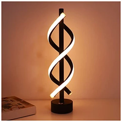 Image of Spiral LED Table Lamp Touch Control Bedside Adjustable Brightness Modern Black Desk for Bedroom Living Room Lounge Lighting Design,Warm Light