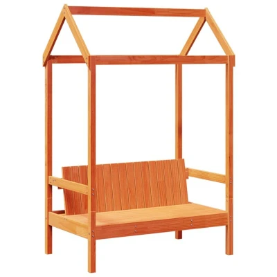 Image of vidaXL Bench with Roof Wax Brown 117.5x70x176.5 cm Solid Wood Pine