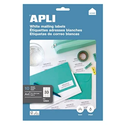 Image of APLI 10 Sheets 70.0 x 25.4 mm Permanent Labels 12924