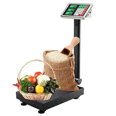 Image of BuPin 100KG/220lbs Heavy Duty Scales, Foldable Industrial Scales LCD Display, Weighing Platform Scale Postal Floor Digital Scale(Black UK Plug)