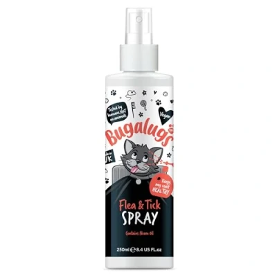 Image of Bugalugs cat Flea shampoo 250ml deep cleansing flea, lice &amp; tick control for cats kitten, contains Neem Oil is pH balanced great kitten (250ml Spray)