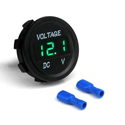 Image of Ytian Mini Universal LED Digital Display Voltmeter, 12 24V DC, Measures 5 48V, for Car, Motorcycle, Truck, Boat, Marine Vehicle, Battery Status Monitor